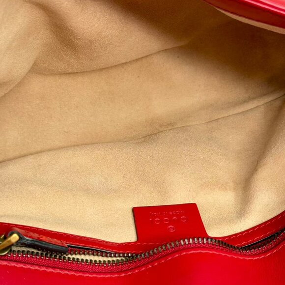 Gucci GG Red Medium Marmont Shoulder Bag Crossbody with Gold Chain Strap - Picture 8 of 8